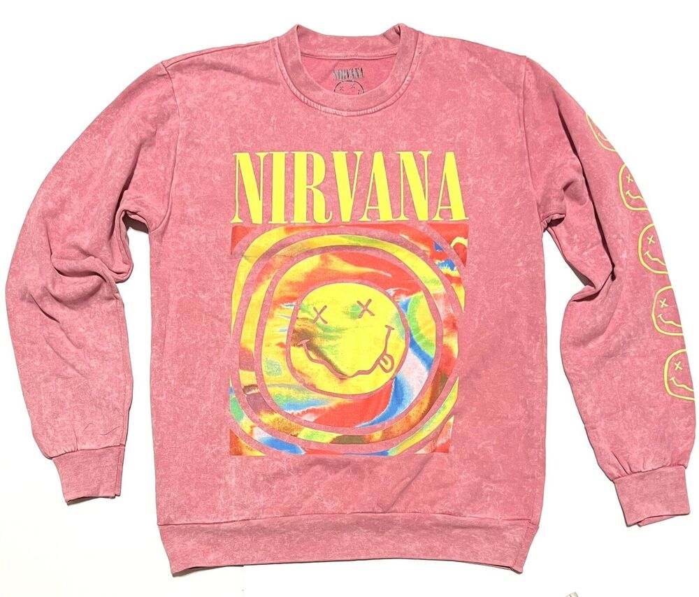 Nirvana Smile Face Crewneck Sweatshirt LARGE L 90’s Grunge Music *New* No Tag
